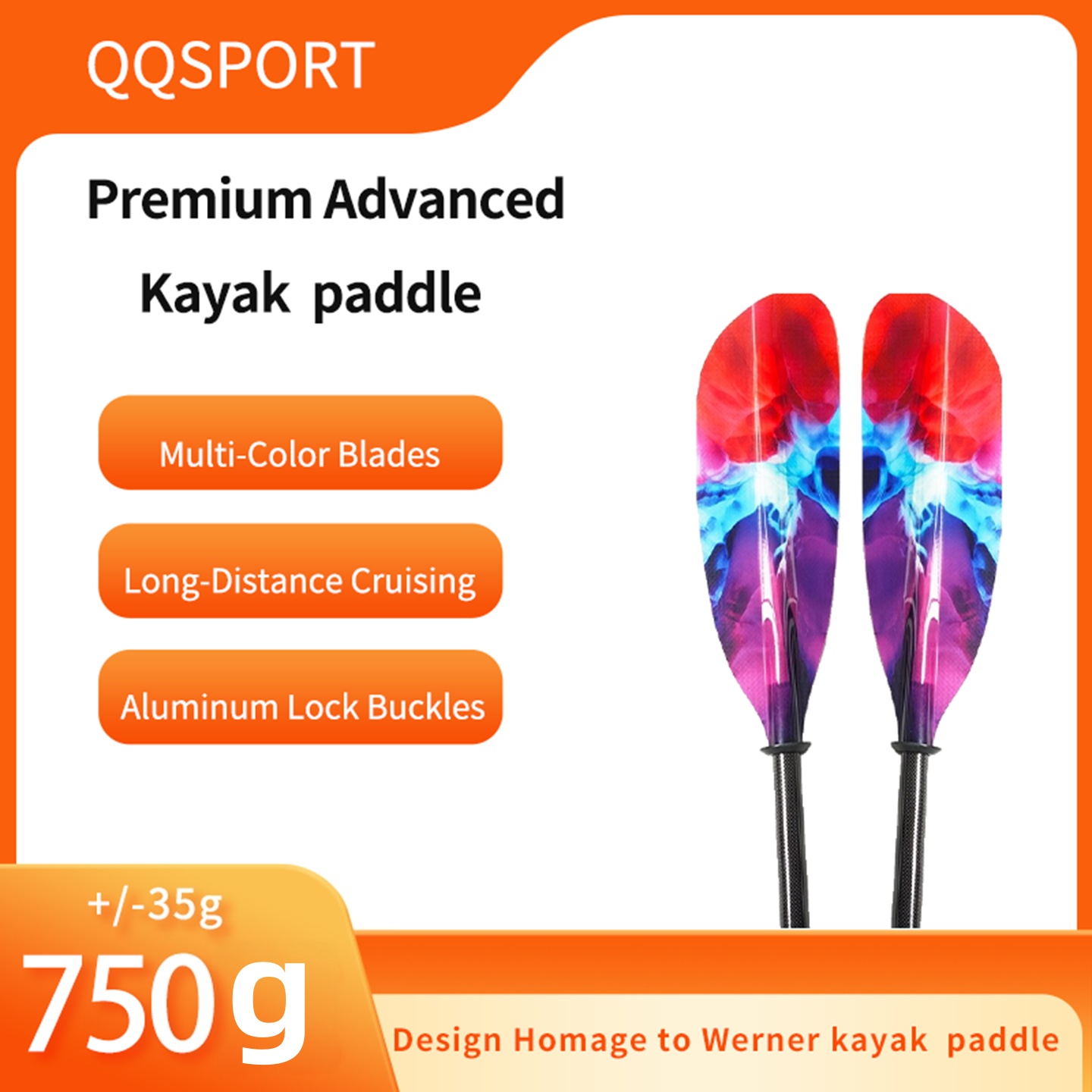 Pagaie QQSPORT, pagaie de kaya - Kayak Paddle Carbon 2 Piece avis et prix
