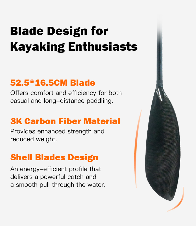 Pagaie de kayak en fibre de ca - Kayak Paddle Carbon 2 Piece avis et prix