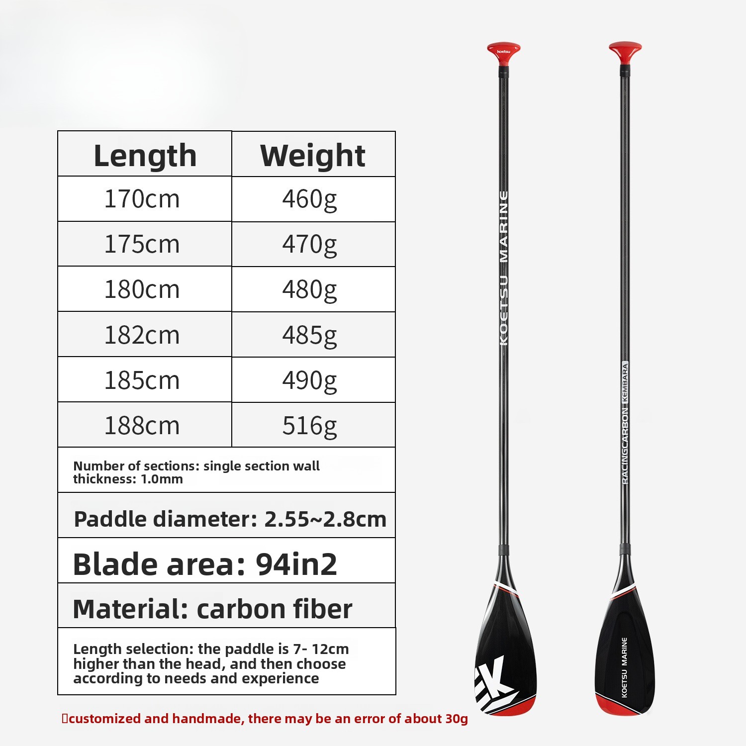 Pagaie de course en fibre de c - Sup Paddle Carbon Fiber avis et prix